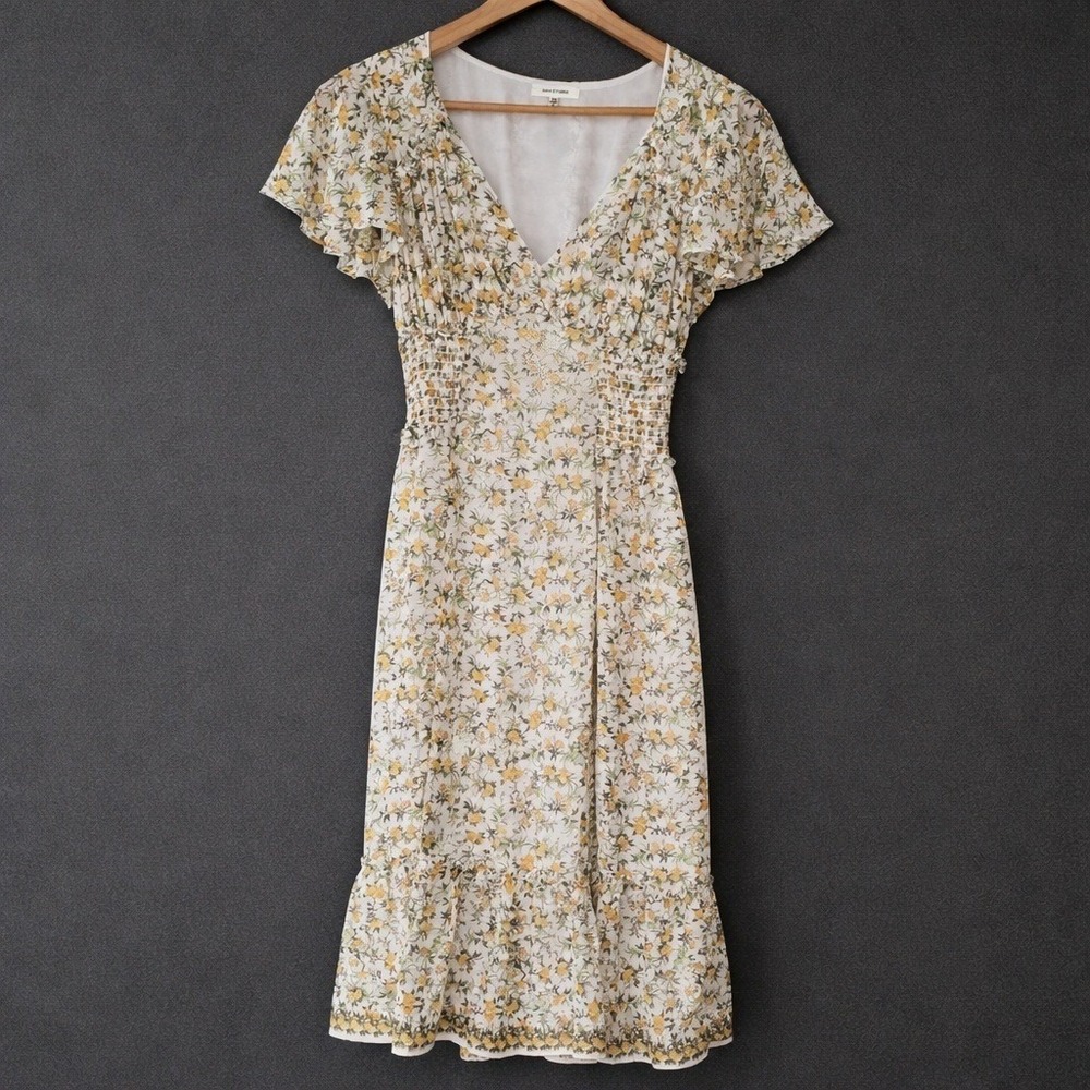 Max‎ Studio Sheer Ditsy Floral Babydoll Dress Sz XS  Milkmaid Cottage Country